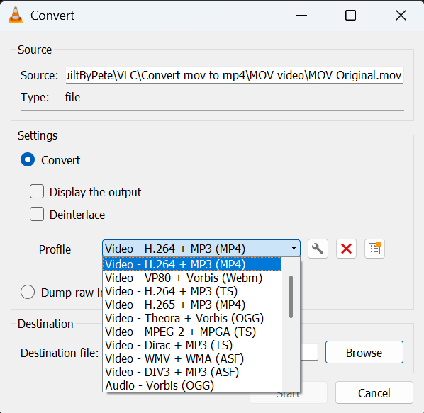 convert MOV to MP4