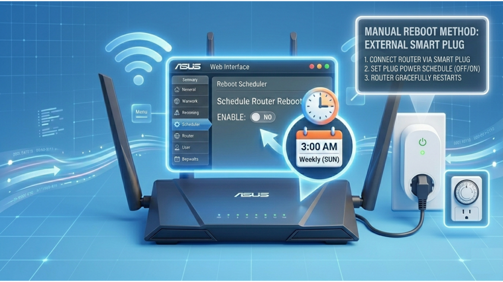 Manual schedule router reboot